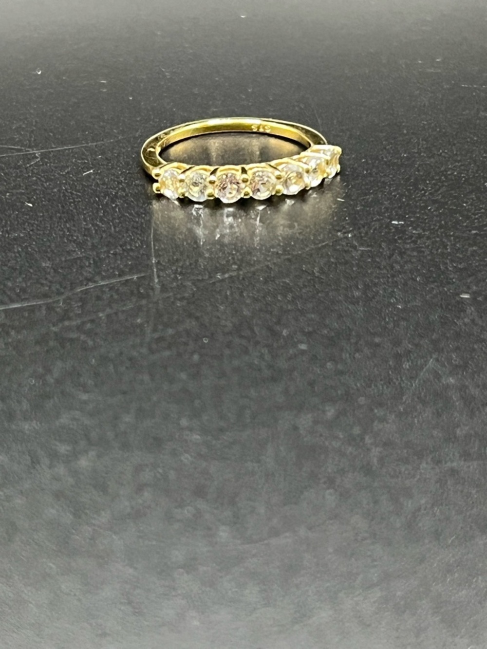9.25 Sterling Classic Yellow Gold Band Ring with Five Round Stones